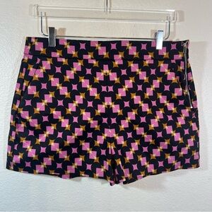 ZARA geometric print high rise shorts pink and black